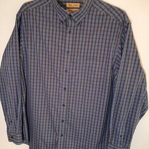 Shirt, Long, Roundtree & Yorke Gold Lable, Blue Orange Plaid, 2XT